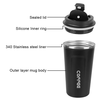 Thermo Café Thermobecher aus Edelstahl – Auslaufsicherer Reisebecher 380 ml / 510 ml