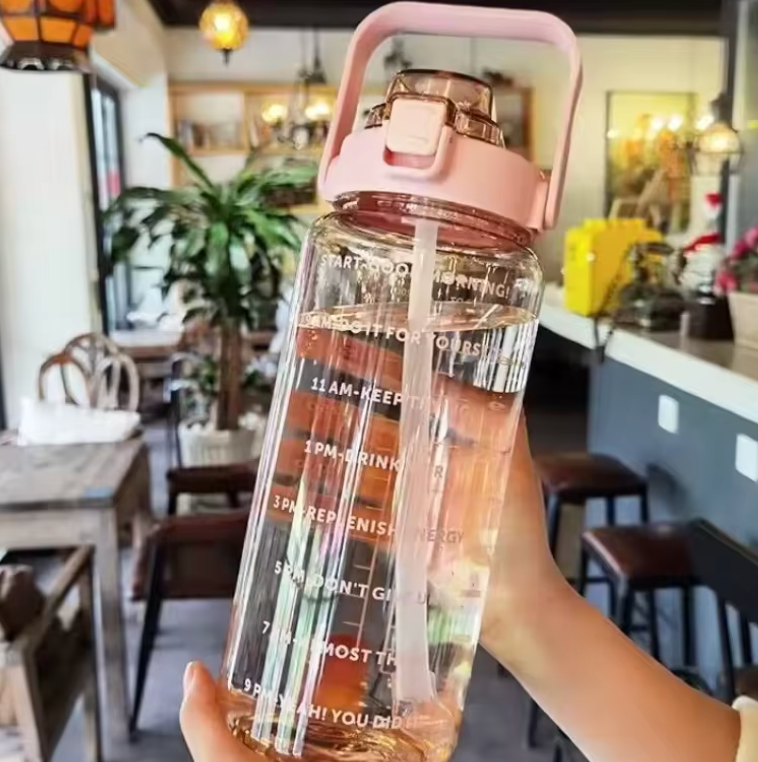 2 L Sport Trinkflasche– Grosse Motivations-Wasserflasche für Fitness & Alltag