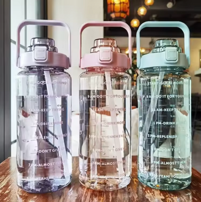 2 L Sport Trinkflasche– Grosse Motivations-Wasserflasche für Fitness & Alltag
