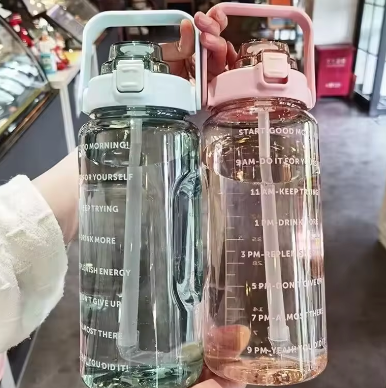 2 L Sport Trinkflasche– Grosse Motivations-Wasserflasche für Fitness & Alltag