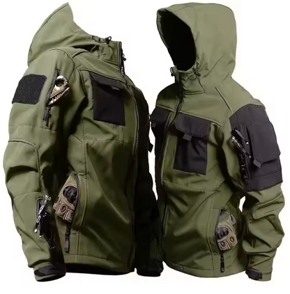 Taktische Herren Multifunktionale Softshell Jacke – Wasserdichte & Winddichte Outdoor Jacke mit Kapuze