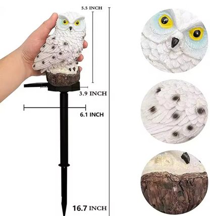 Solar LED Eulen Gartenleuchte – Wasserdichte Bodenlampe mit Erdspiess für Außenbereich