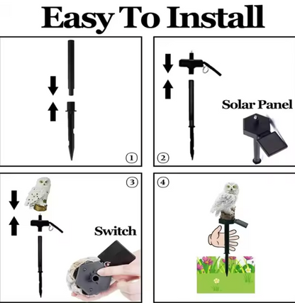 Solar LED Eulen Gartenleuchte – Wasserdichte Bodenlampe mit Erdspiess für Außenbereich
