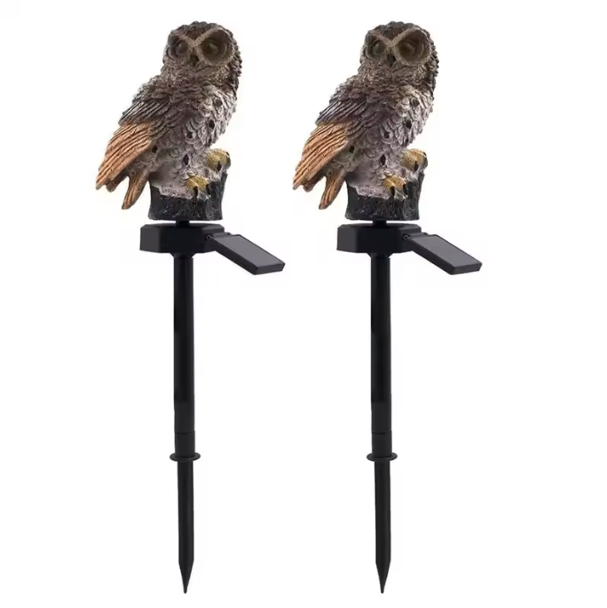 Solar LED Eulen Gartenleuchte – Wasserdichte Bodenlampe mit Erdspiess für Außenbereich