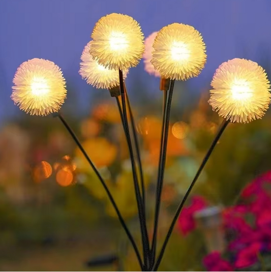 Solar Löwenzahn Gartenleuchte mit 6 Köpfen – LED Rasenlampe mit Erdspieß für Außenbereich
