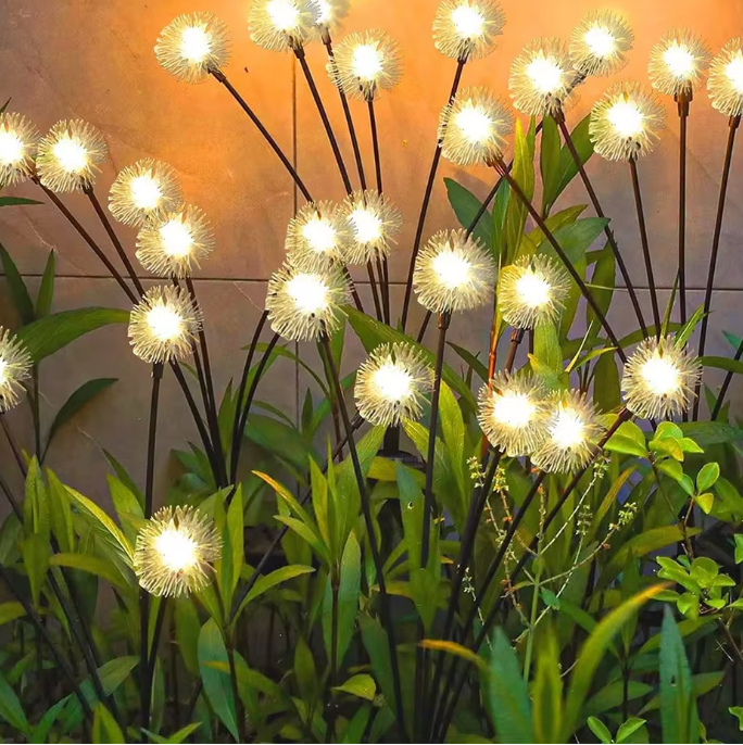 Solar Löwenzahn Gartenleuchte mit 6 Köpfen – LED Rasenlampe mit Erdspieß für Außenbereich