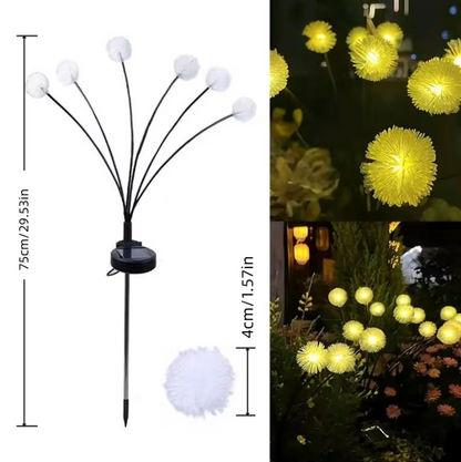 Solar Löwenzahn Gartenleuchte mit 6 Köpfen – LED Rasenlampe mit Erdspieß für Außenbereich