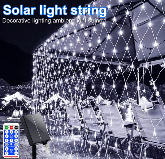 Solar LED Netzlichter für Außenbereich – Garten- & Terrassenbeleuchtung mit Fernbedienung