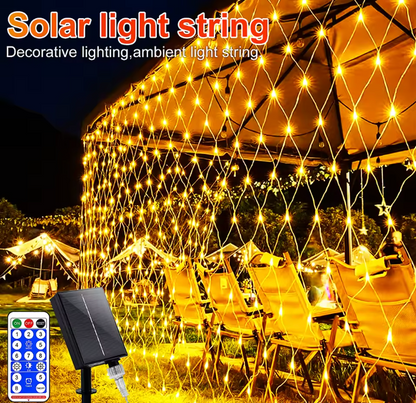 Solar LED Netzlichter für Außenbereich – Garten- & Terrassenbeleuchtung mit Fernbedienung