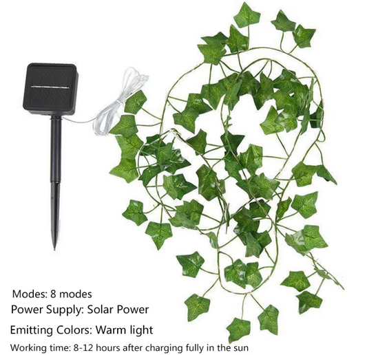 Solar LED Efeu Lichterkette – Grüne Blatt Girlande für Garten, Terrasse & Außenbereich