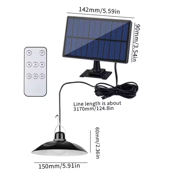 Solar LED Pendelleuchte mit Fernbedienung – Einzel- oder Doppelkopf Solar Hängelampe für Außenbereich