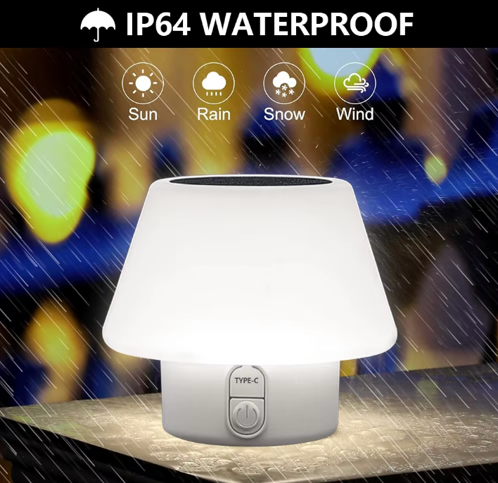 Solar LED Tischlampe für Außenbereich – Tragbare Camping- & Gartenlampe mit USB-C & Solarladung