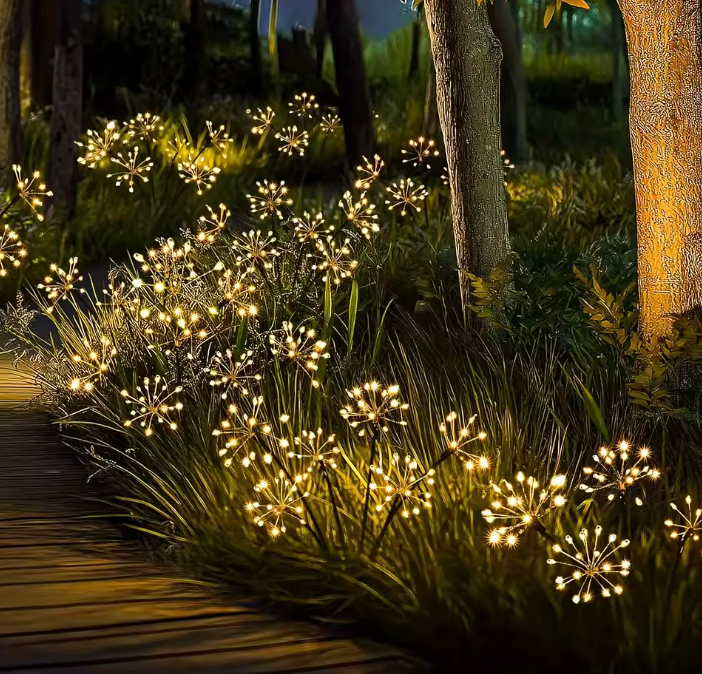 Solar Feuerwerkslicht warmweiss – LED Gartenleuchte mit 60 LEDs für Außenbereich
