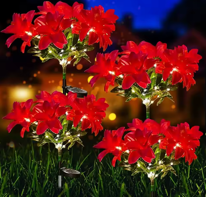 LED Solar Weihnachtsstern Blumenleuchte – Dekorative Solar Gartenleuchte für Außenbereich