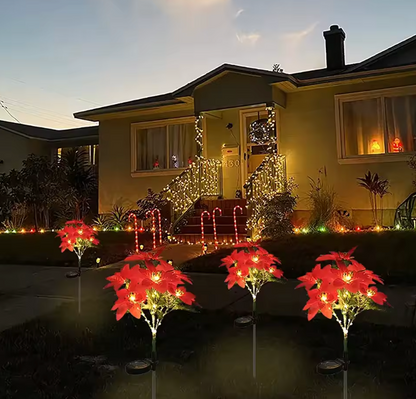 LED Solar Weihnachtsstern Blumenleuchte – Dekorative Solar Gartenleuchte für Außenbereich