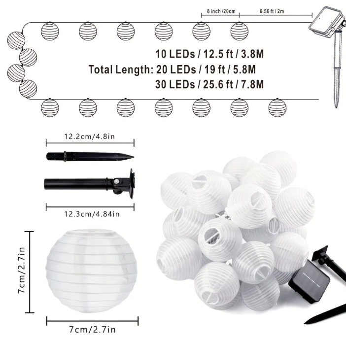 LED Solar Kugel-Laternen Lichterkette – Solarbetriebene Garten Girlande für Außenbereich