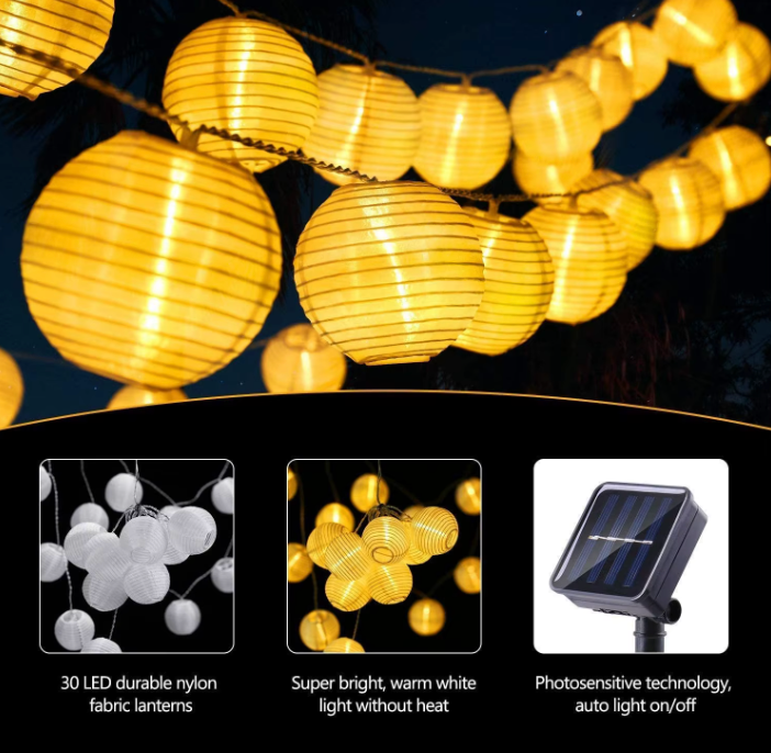 LED Solar Kugel-Laternen Lichterkette – Solarbetriebene Garten Girlande für Außenbereich
