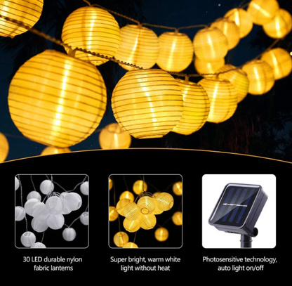 LED Solar Kugel-Laternen Lichterkette – Solarbetriebene Garten Girlande für Außenbereich