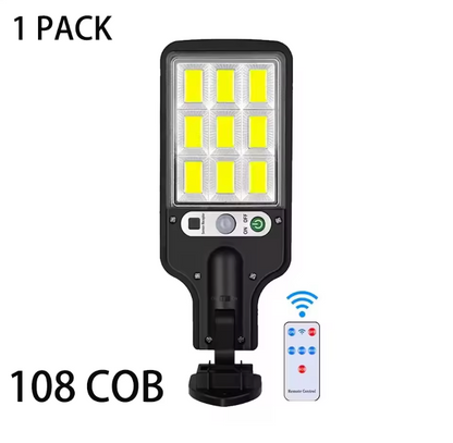 Solar LED Sicherheitswandleuchte mit Bewegungsmelder – 108 COB Außenleuchte IP65