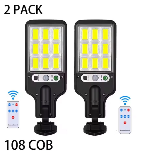Solar LED Sicherheitswandleuchte mit Bewegungsmelder – 108 COB Außenleuchte IP65