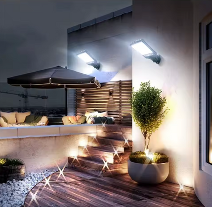 Solar LED Sicherheitswandleuchte mit Bewegungsmelder – 108 COB Außenleuchte IP65