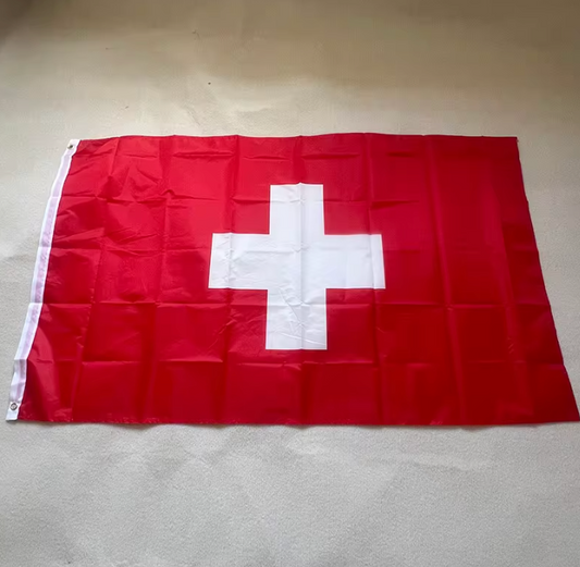 Schweizer Flagge 90 x 150 cm - Wetterfeste Schweiz Fahne aus Premium-Polyester mit Ösen - Grosse Nationalflagge für Aussen & Innen