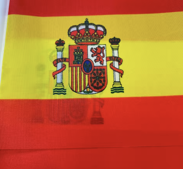 Spanien Flagge Handfahne (5er/10er Set) - 14 x 21 cm kleine Nationalflagge mit Fahnenmast aus Kunststoff - Handflagge für Feier & Deko