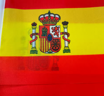 Spanien Flagge Handfahne (5er/10er Set) - 14 x 21 cm kleine Nationalflagge mit Fahnenmast aus Kunststoff - Handflagge für Feier & Deko