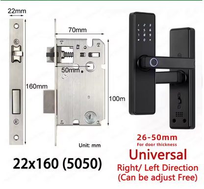 Biometric Fingerprint Door Lock - Electronic Smart Door Lock with App, Code, Card & Key
