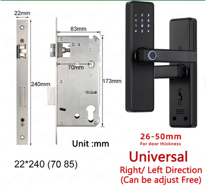 Biometric Fingerprint Door Lock - Electronic Smart Door Lock with App, Code, Card & Key