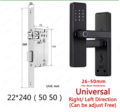 Biometric Fingerprint Door Lock - Electronic Smart Door Lock with App, Code, Card & Key