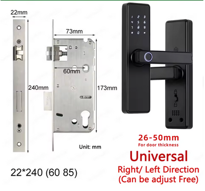 Biometric Fingerprint Door Lock - Electronic Smart Door Lock with App, Code, Card & Key