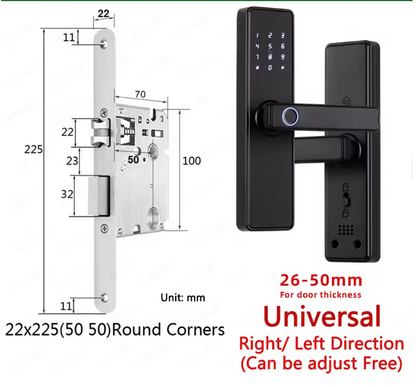 Biometric Fingerprint Door Lock - Electronic Smart Door Lock with App, Code, Card & Key