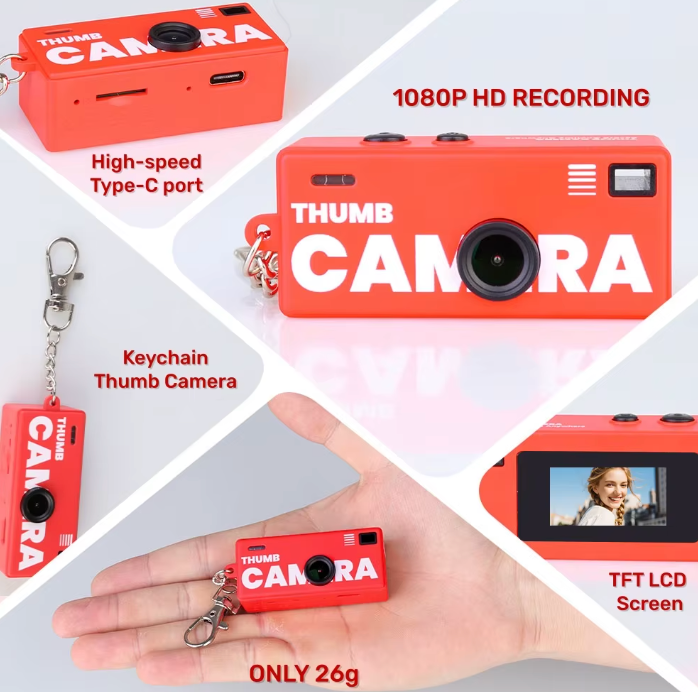 Mini Digital Camera 1080P - Keychain Camera with 0.96 Inch Display & Memory Card