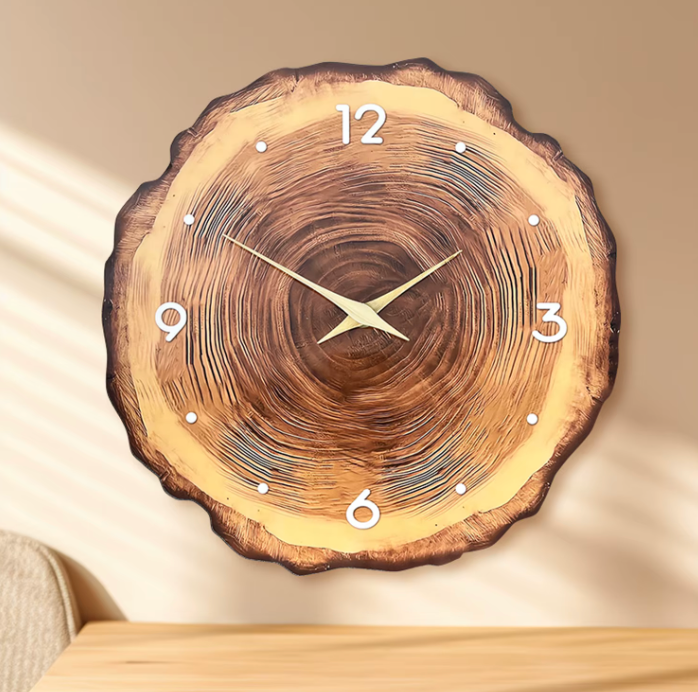 Holzring Wanduhr aus Bambus & Holz – Geräuschlose Wanduhr mit natürlicher Holzstruktur