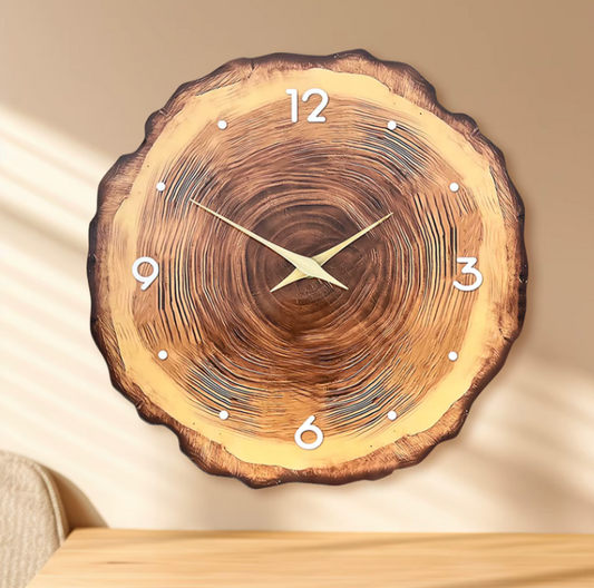 Holzring Wanduhr aus Bambus & Holz – Geräuschlose Wanduhr mit natürlicher Holzstruktur