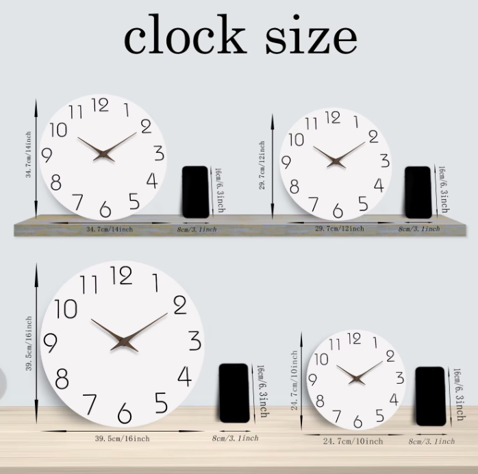 Moderne schlichte Wanduhr mit weissem Muster – Geräuschlose Quarzuhr für Wohnzimmer & Schlafzimmer