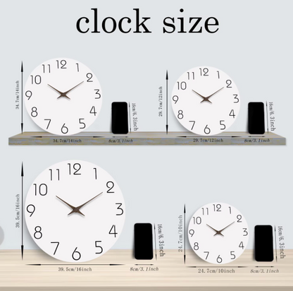 Moderne schlichte Wanduhr mit weissem Muster – Geräuschlose Quarzuhr für Wohnzimmer & Schlafzimmer
