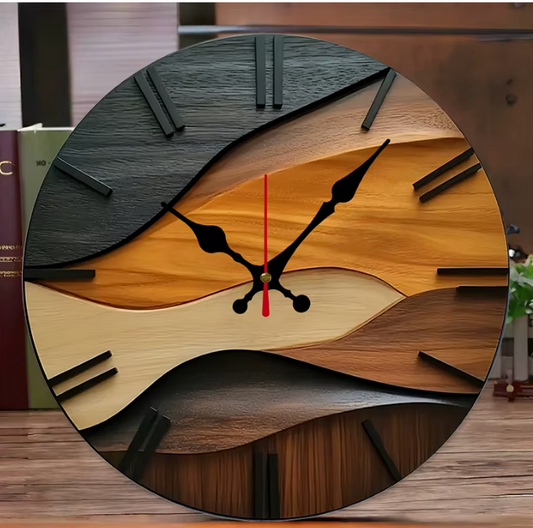 Runde Holz Wanduhr im nordischen Stil – Geräuschlose Quarzuhr für Wohnzimmer & Büro