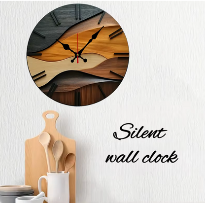 Runde Holz Wanduhr im nordischen Stil – Geräuschlose Quarzuhr für Wohnzimmer & Büro