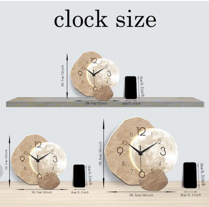 Moderne Mond-Wanduhr aus Holz – Geräuschlose Quarzuhr im minimalistischen Design