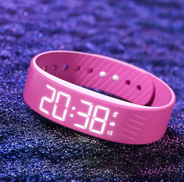 Vibrations-Wecker Armband mit Schrittzähler – LED-Digitalwecker mit stillem Alarm, wasserdicht