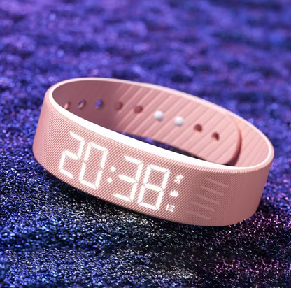 Vibrations-Wecker Armband mit Schrittzähler – LED-Digitalwecker mit stillem Alarm, wasserdicht