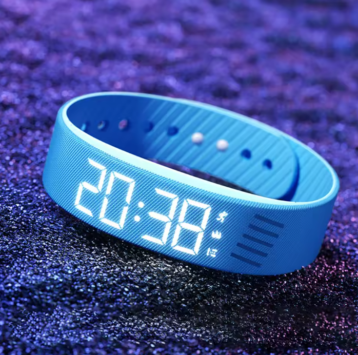 Vibrations-Wecker Armband mit Schrittzähler – LED-Digitalwecker mit stillem Alarm, wasserdicht