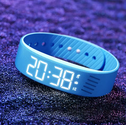 Vibrations-Wecker Armband mit Schrittzähler – LED-Digitalwecker mit stillem Alarm, wasserdicht