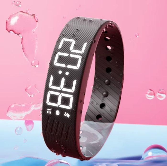 Vibrations-Wecker Armband mit Schrittzähler – LED-Digitalwecker mit stillem Alarm, wasserdicht