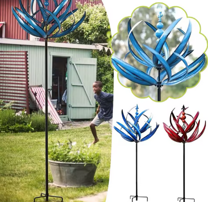 Metall Windspinner 3D – Windbetriebene Windmühle Gartendekoration für Rasen, Hof und Balkon
