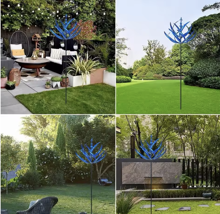 Metall Windspinner 3D – Windbetriebene Windmühle Gartendekoration für Rasen, Hof und Balkon