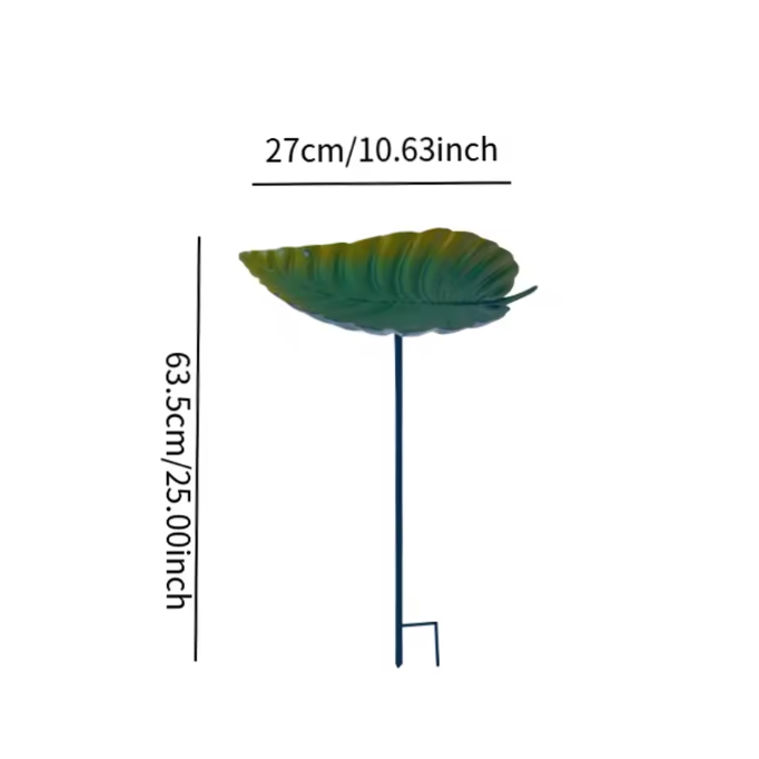 Vogelbad & Vogelfutterstation aus Metall – Blattform mit abnehmbarer Stange für Garten & Hof