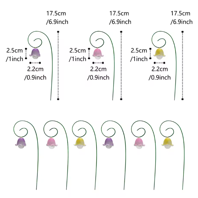 9er Set Maiglöckchen Miniatur – Feengarten Zubehör, Kunstblumen für Mikrolandschaft & Miniaturgärten